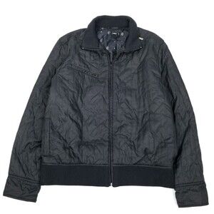 O'Neill Quilted Zip Bomber‎ Ribbed Knit Surf Jacket Mens Large Blue Black